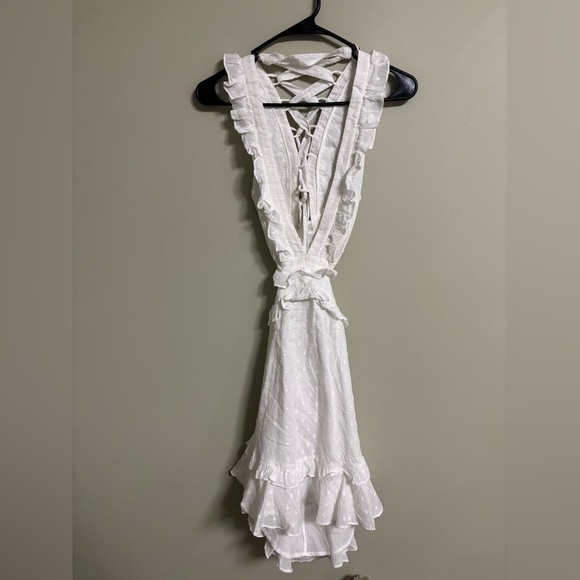 Hello Molly Weekly Sweetness Dress Plunging Neck Lack Up Back White New Small 4 - Picture 3 of 8